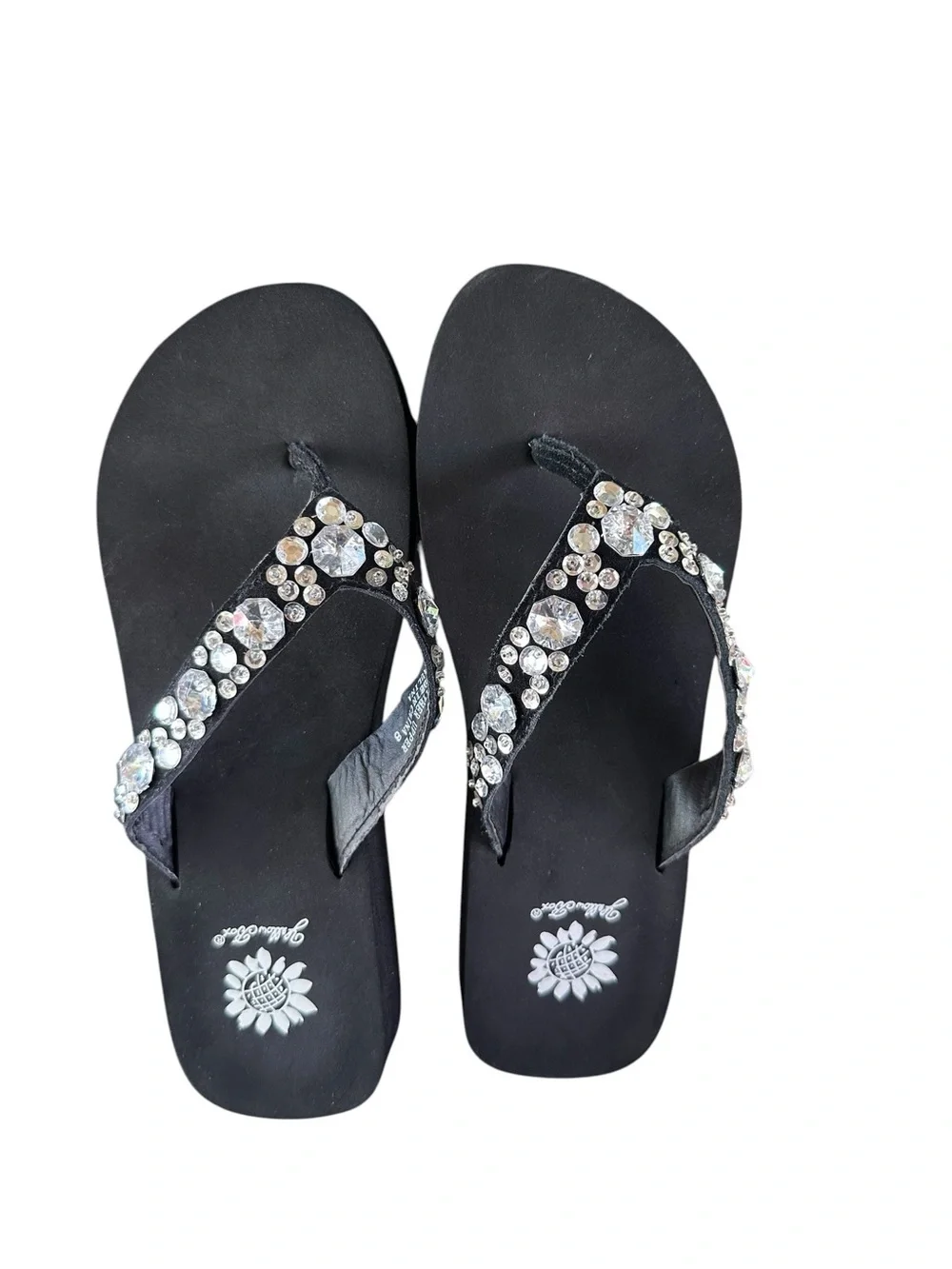 Yellow Box Women’s Black Jeweled Platform Thong Flip Flop Sandals